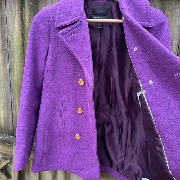 NWOT J Crew Wool Cashmere Double Breasted Majesty Peacoat Nello Gori Purple Sz 4 - Picture 8 of 10
